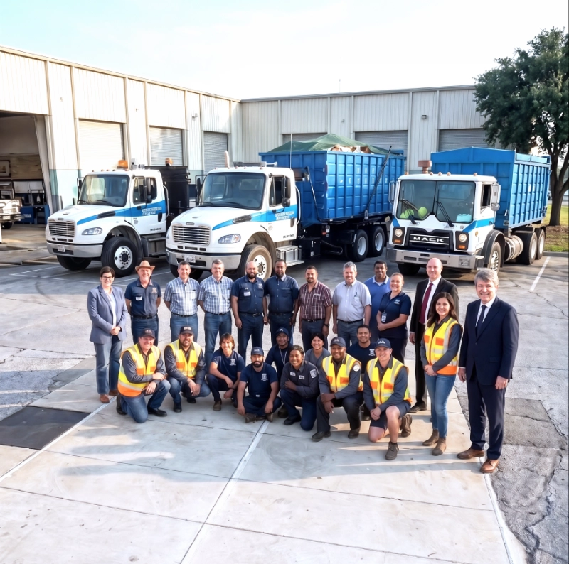 The WRS Inc. team standing in front of a company truck