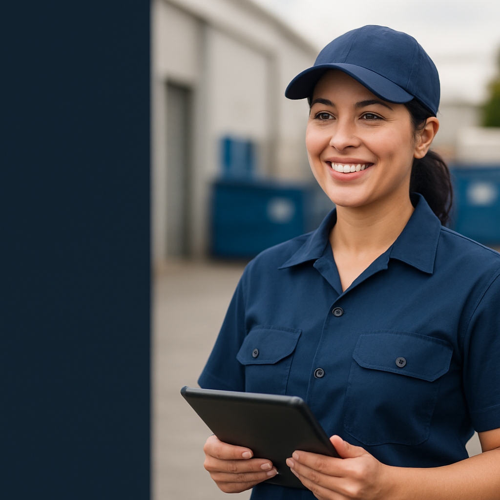 WRS waste assessment specialist holding a tablet
